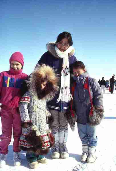 Group portrait of Inuit people.