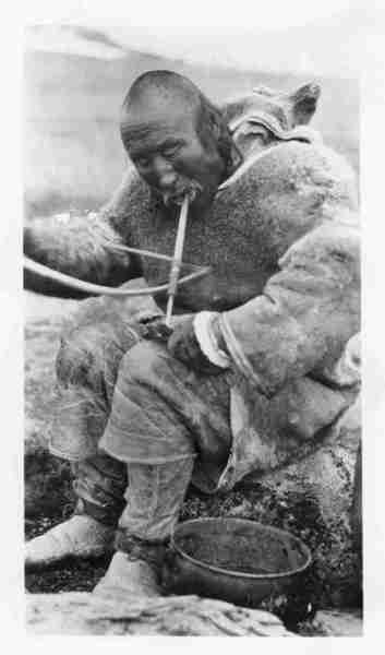 Eskimo Drilling Bone With a Bow Drill